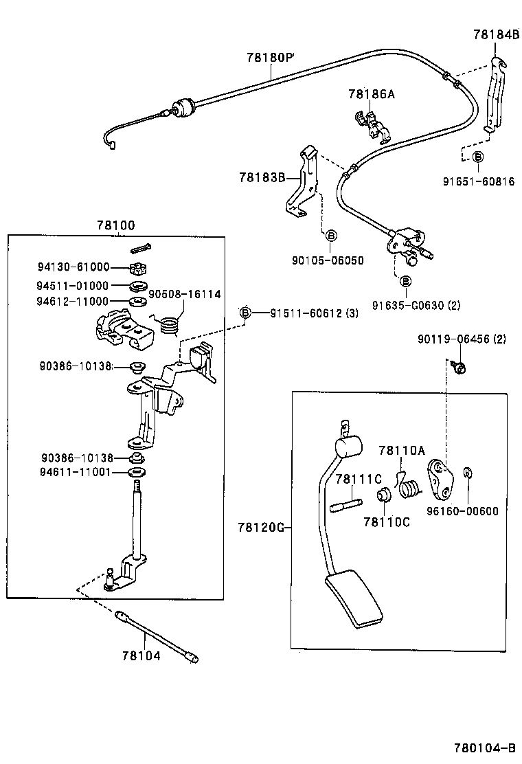 78184-35100 BRACKET, ACCELERATOR CONTROL CABLE product image