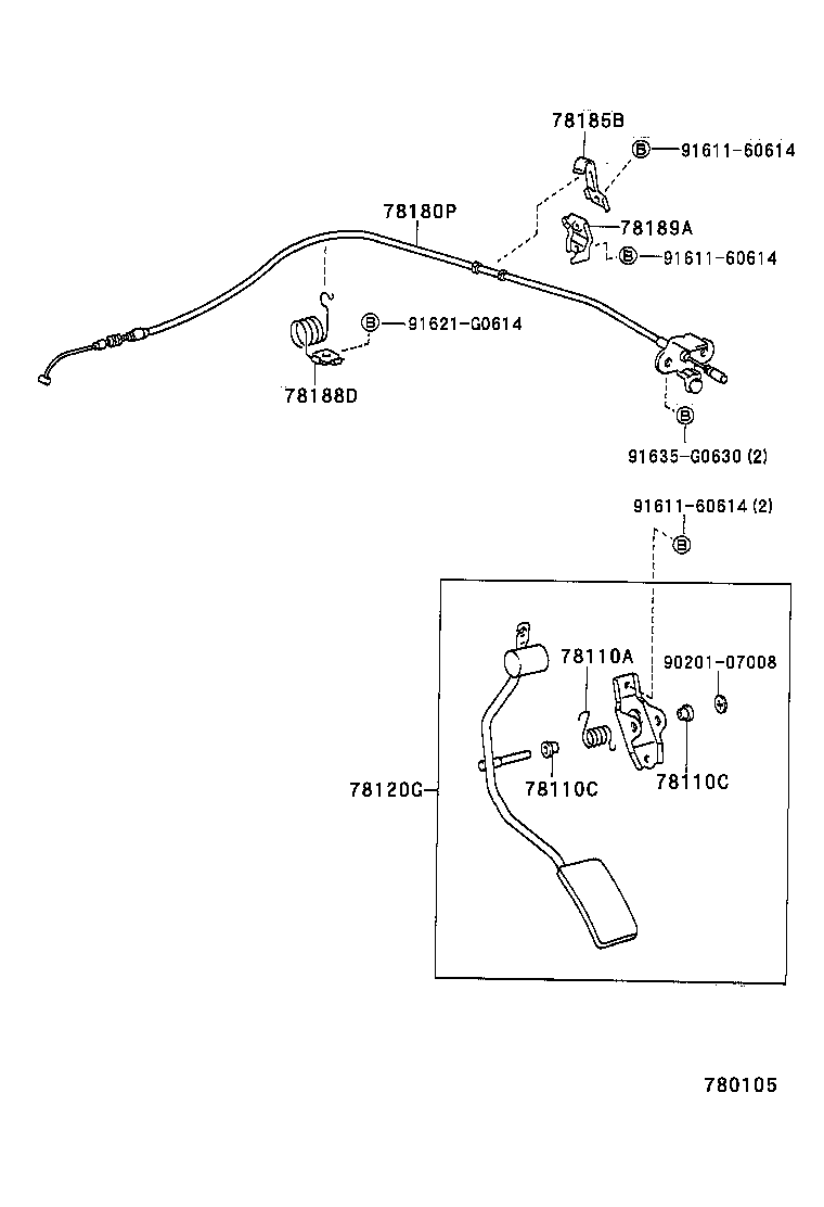 78189-35010 SUPPORT, ACCELERATOR CONTROL CABLE, NO.2 product image