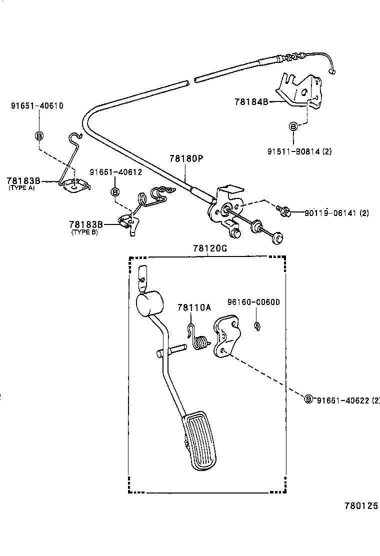 78183-20200 CLAMP, ACCELERATOR CONTROL CABLE product image