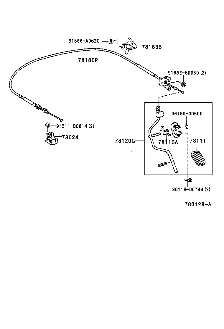 78183-20340 CLAMP, ACCELERATOR CONTROL CABLE product image