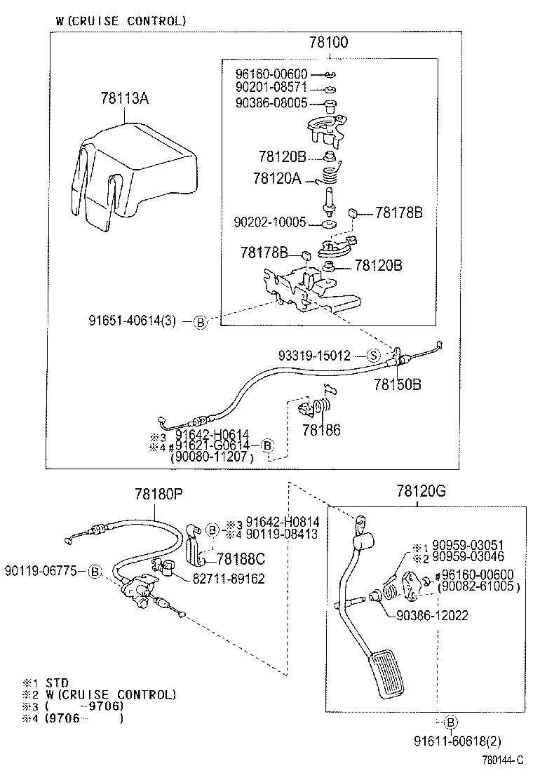 Toyota 78186-35040 SUPPORT, ACCELERATOR CONTROL CABLE, NO.1