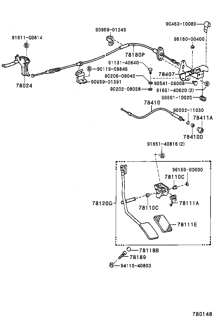 78180-60201 CABLE ASSY, ACCELERATOR CONTROL product image