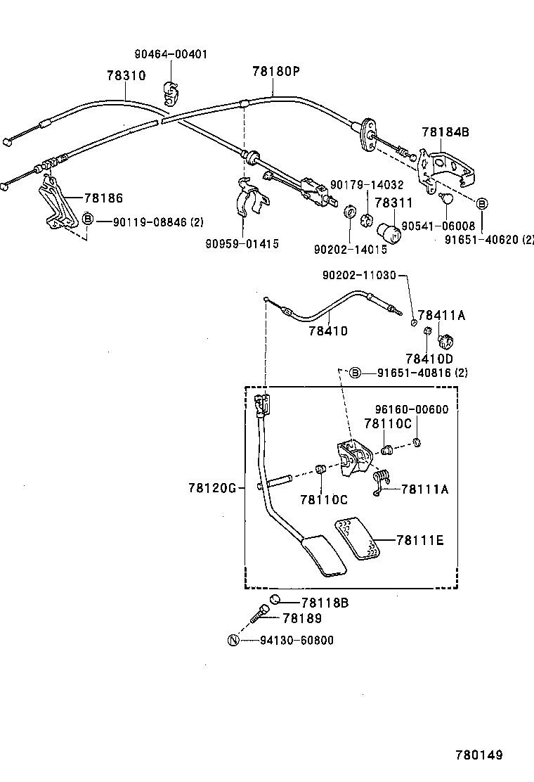 78180-60201 CABLE ASSY, ACCELERATOR CONTROL product image