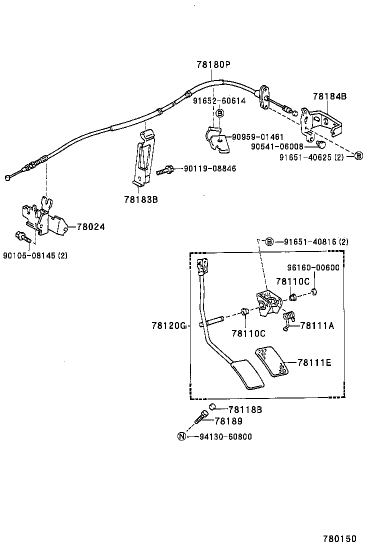 78180-60201 CABLE ASSY, ACCELERATOR CONTROL product image