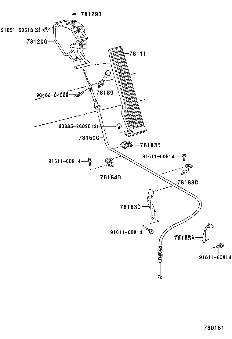 78183-37030 BRACKET, ACCELERATOR CONTROL CABLE product image
