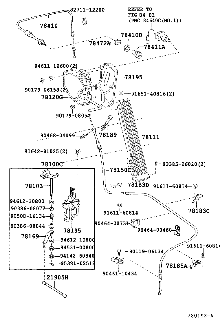 78183-37030 BRACKET, ACCELERATOR CONTROL CABLE product image