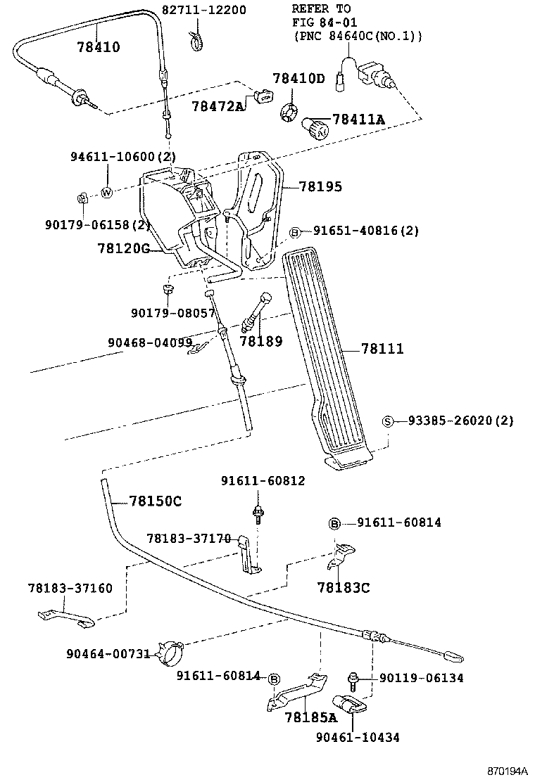 78183-37030 BRACKET, ACCELERATOR CONTROL CABLE product image