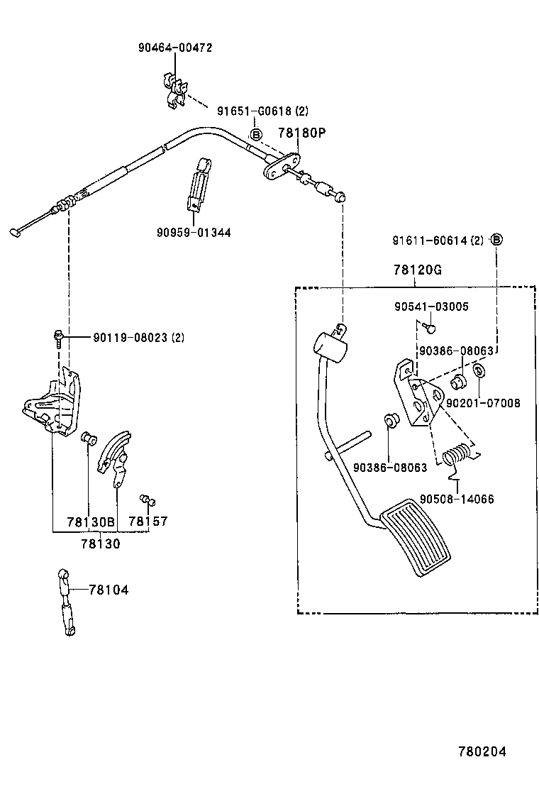78180-89162 CABLE ASSY, ACCELERATOR CONTROL product image