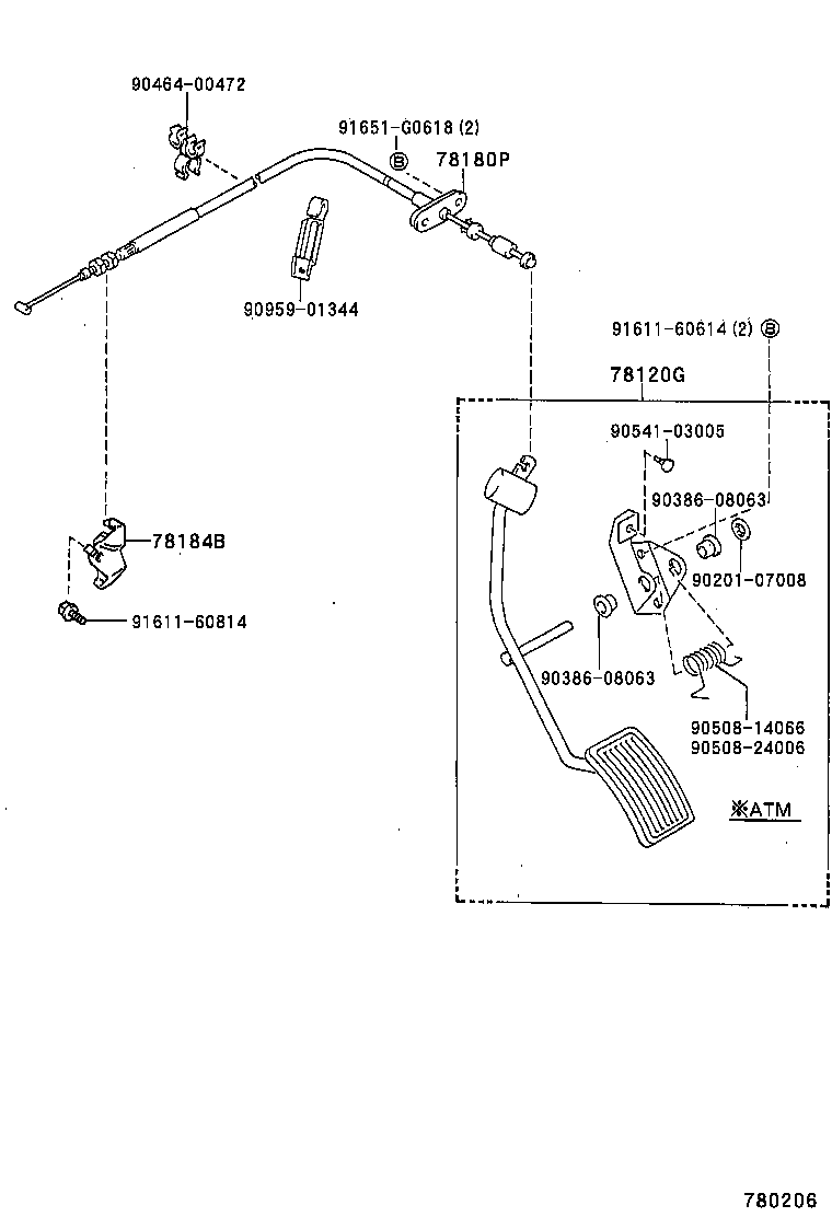 78180-89162 CABLE ASSY, ACCELERATOR CONTROL product image