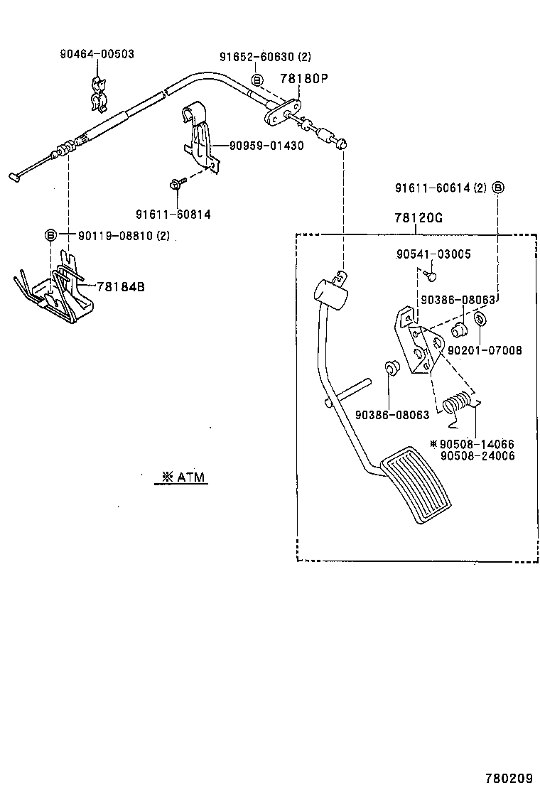 78180-89161 CABLE ASSY, ACCELERATOR CONTROL product image