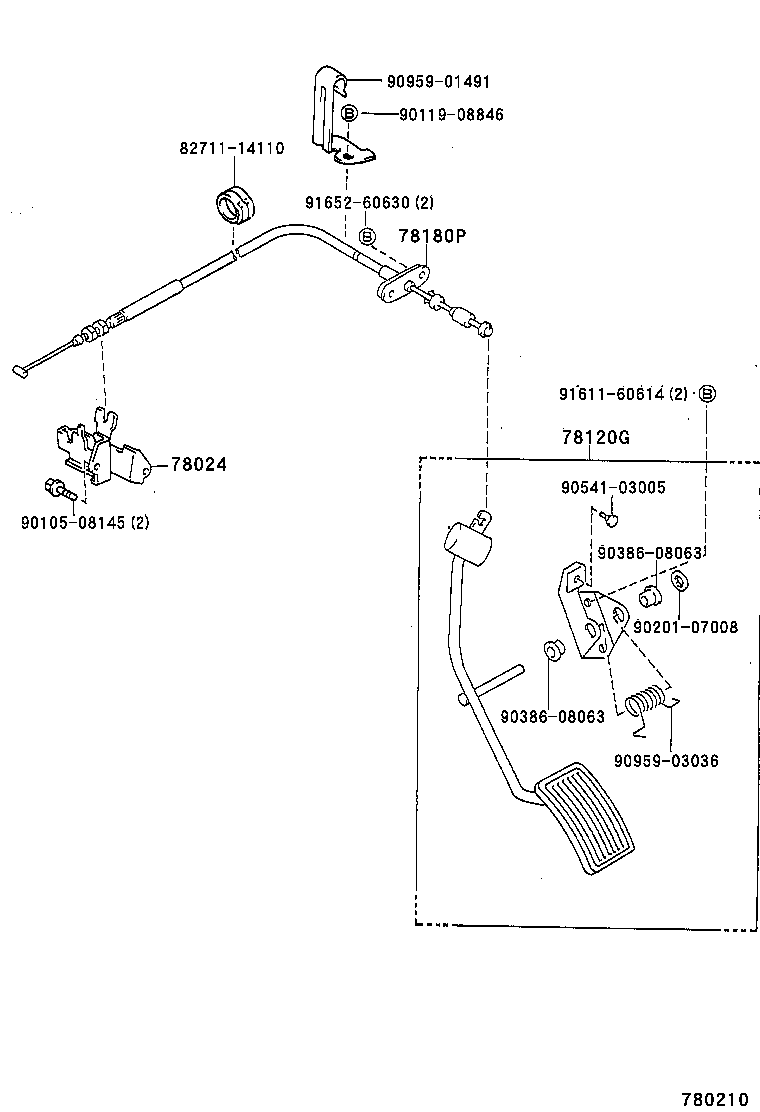 78180-89162 CABLE ASSY, ACCELERATOR CONTROL product image