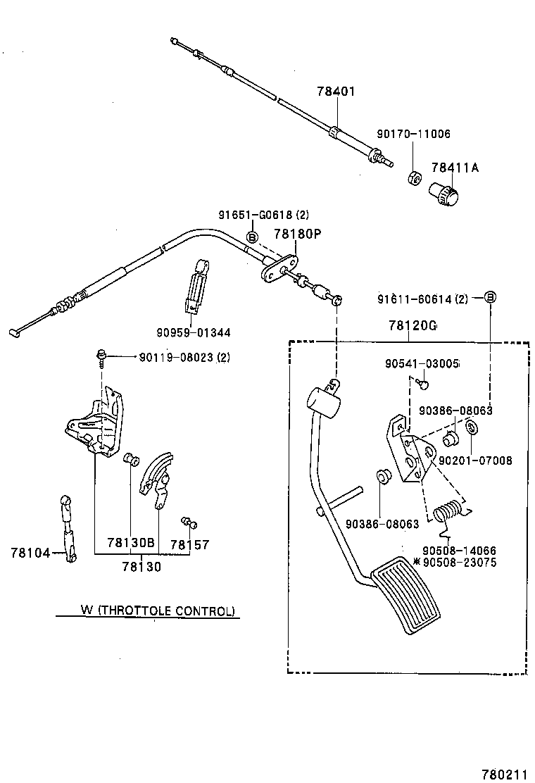 78180-89161 CABLE ASSY, ACCELERATOR CONTROL product image