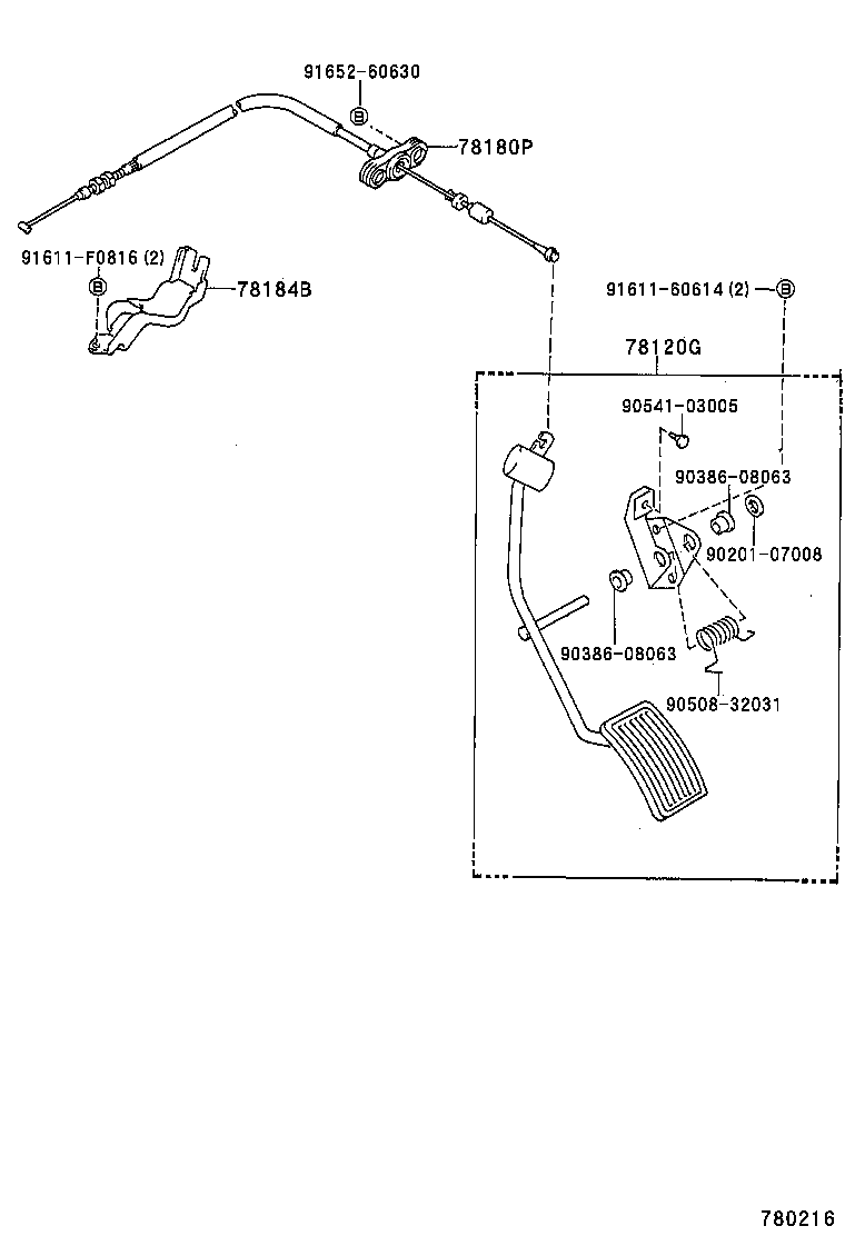 78180-89161 CABLE ASSY, ACCELERATOR CONTROL product image