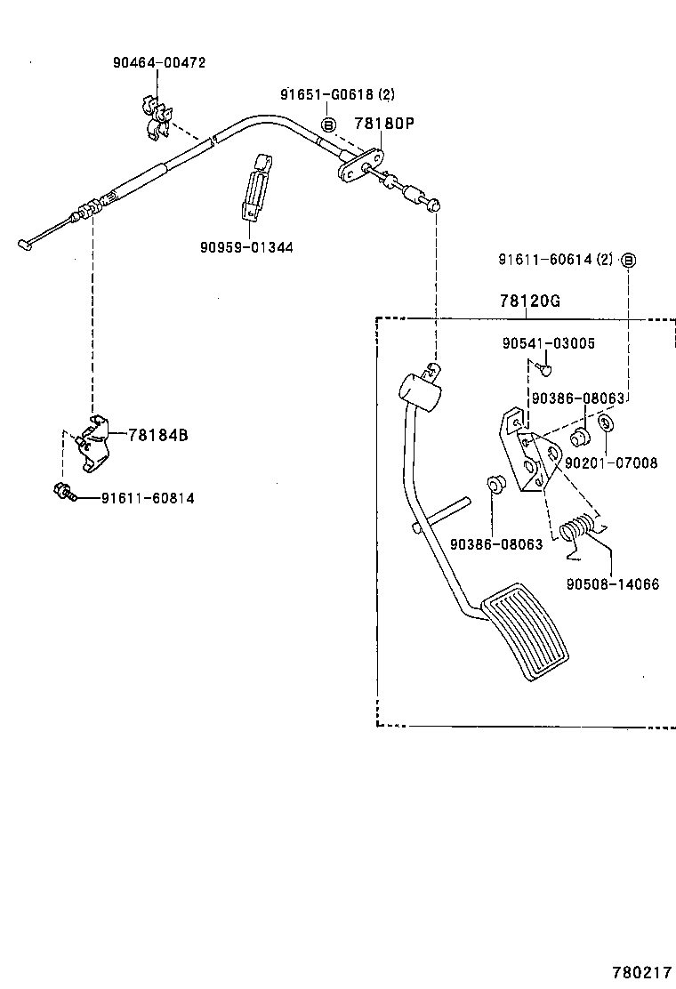 78180-89161 CABLE ASSY, ACCELERATOR CONTROL product image