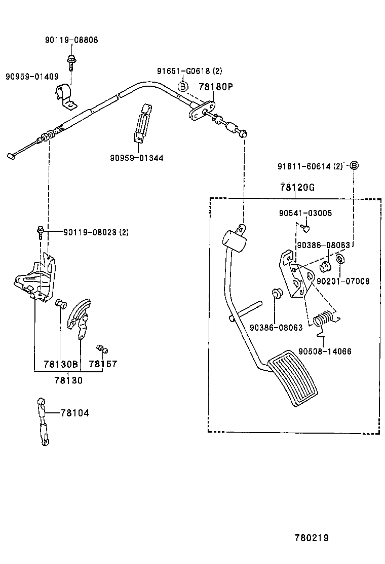 78472-35010 SUPPORT, THROTTLE CONTROL CABLE product image