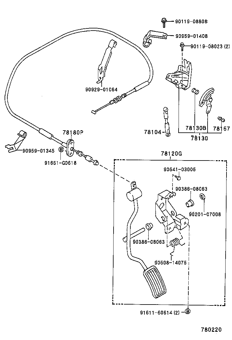 78472-35010 SUPPORT, THROTTLE CONTROL CABLE product image