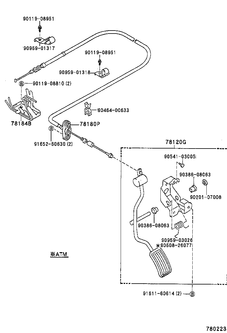78472-35010 SUPPORT, THROTTLE CONTROL CABLE product image