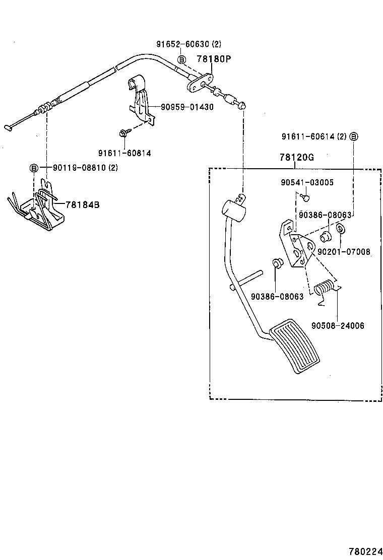 78472-35010 SUPPORT, THROTTLE CONTROL CABLE product image