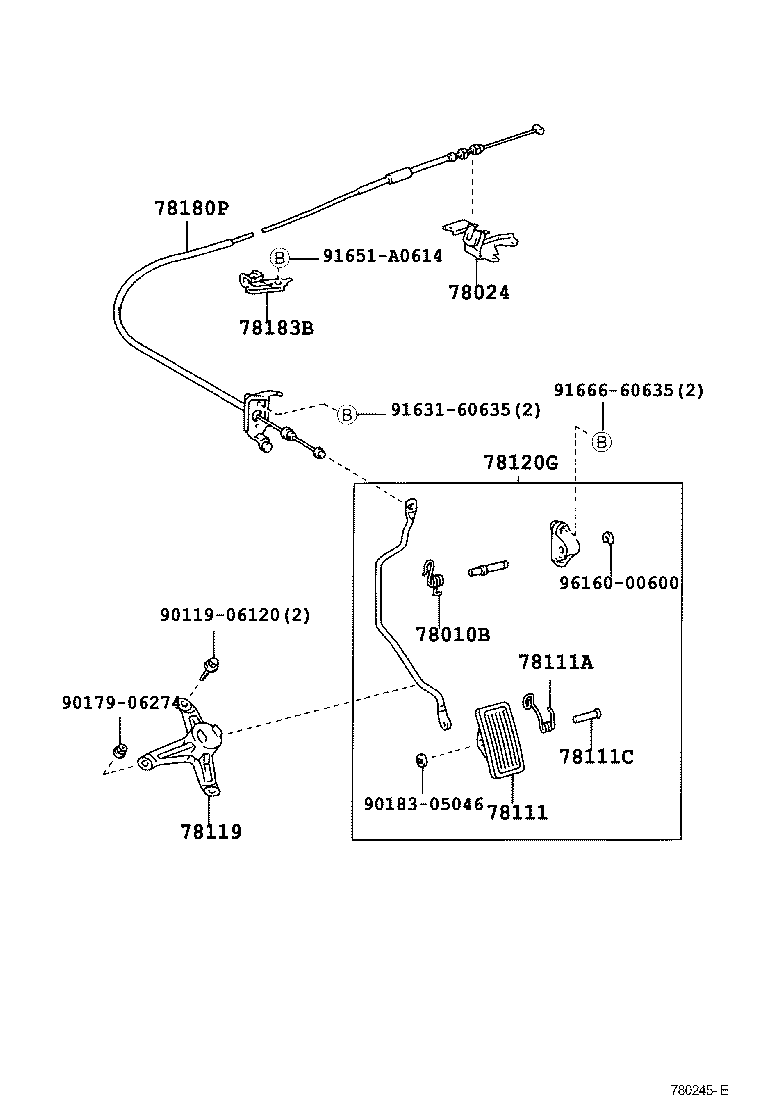 Toyota 78120-3A070 ROD ASSY, ACCELERATOR PEDAL