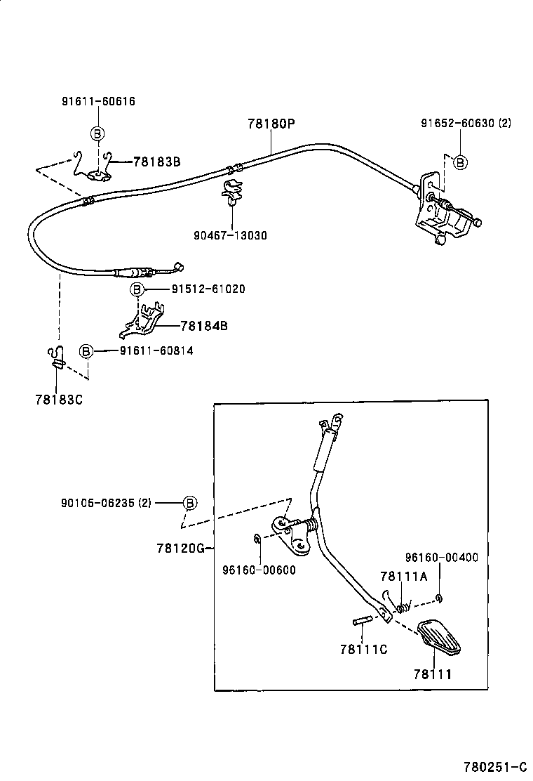 78184-26050 BRACKET, ACCELERATOR CONTROL CABLE product image