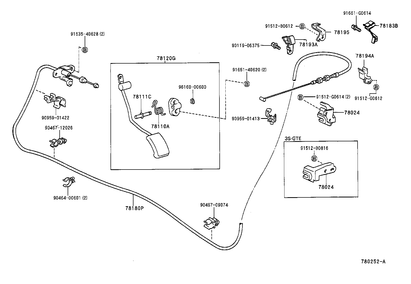 78024-88481 BRACKET SUB-ASSY, ACCELERATOR CONTROL CABLE product image