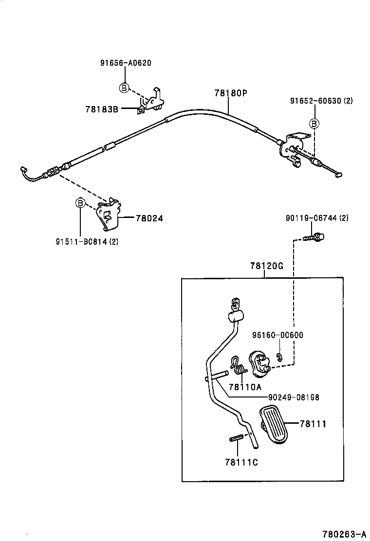 78180-21080 CABLE ASSY, ACCELERATOR CONTROL product image