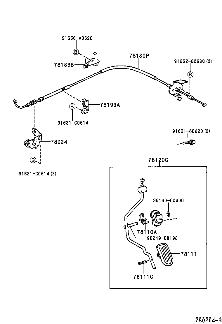 78180-21080 CABLE ASSY, ACCELERATOR CONTROL product image