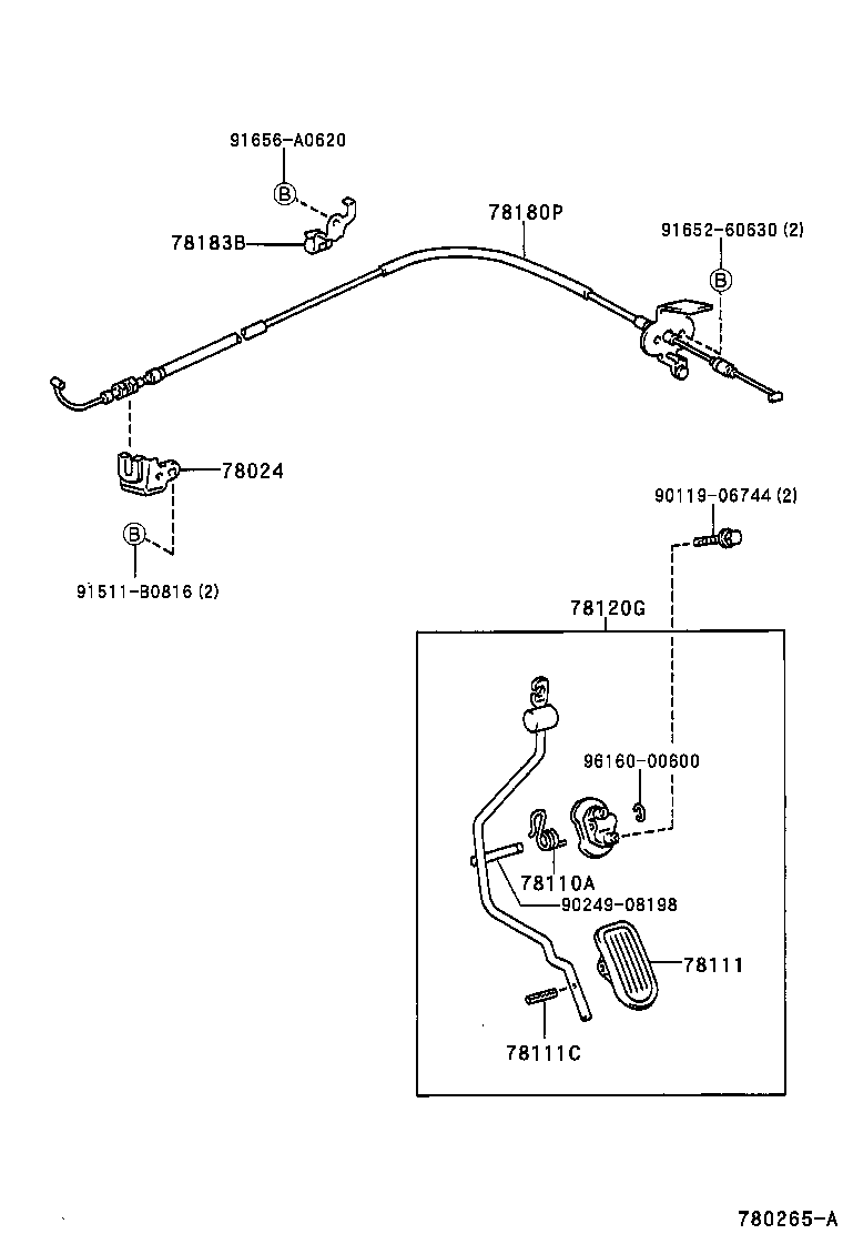 78180-21080 CABLE ASSY, ACCELERATOR CONTROL product image
