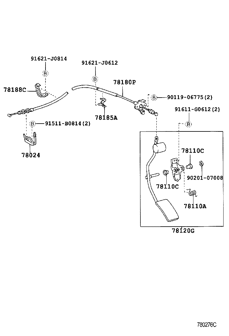 78185-35110 CLAMP, ACCELERATOR CONTROL CABLE, NO.2 product image
