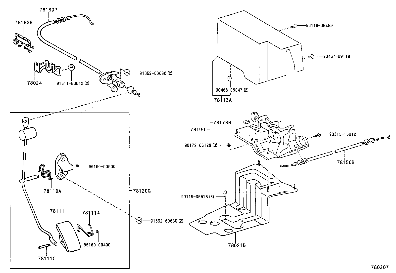 78024-06030 BRACKET SUB-ASSY, ACCELERATOR CONTROL CABLE product image