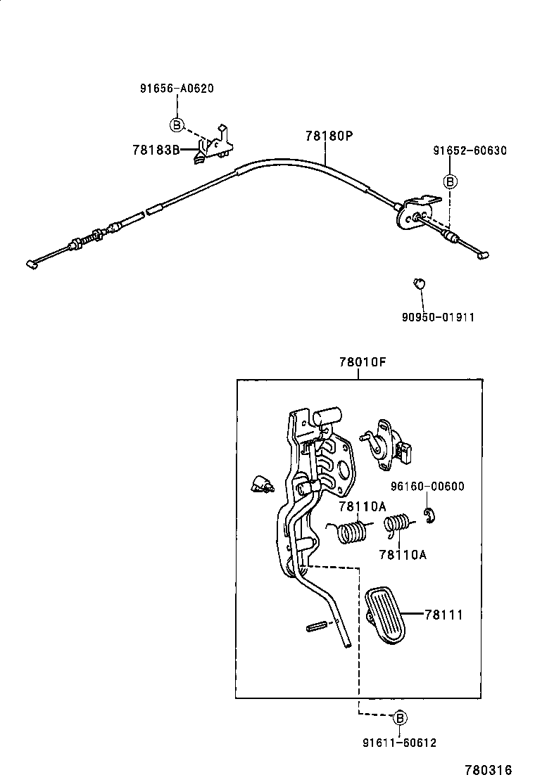 78183-20340 CLAMP, ACCELERATOR CONTROL CABLE product image