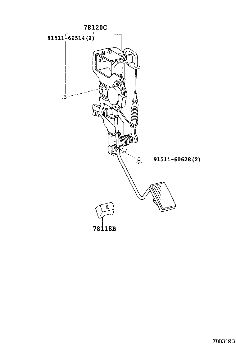 78150-60040 CABLE ASSY, ACCELERATOR CONTROL product image