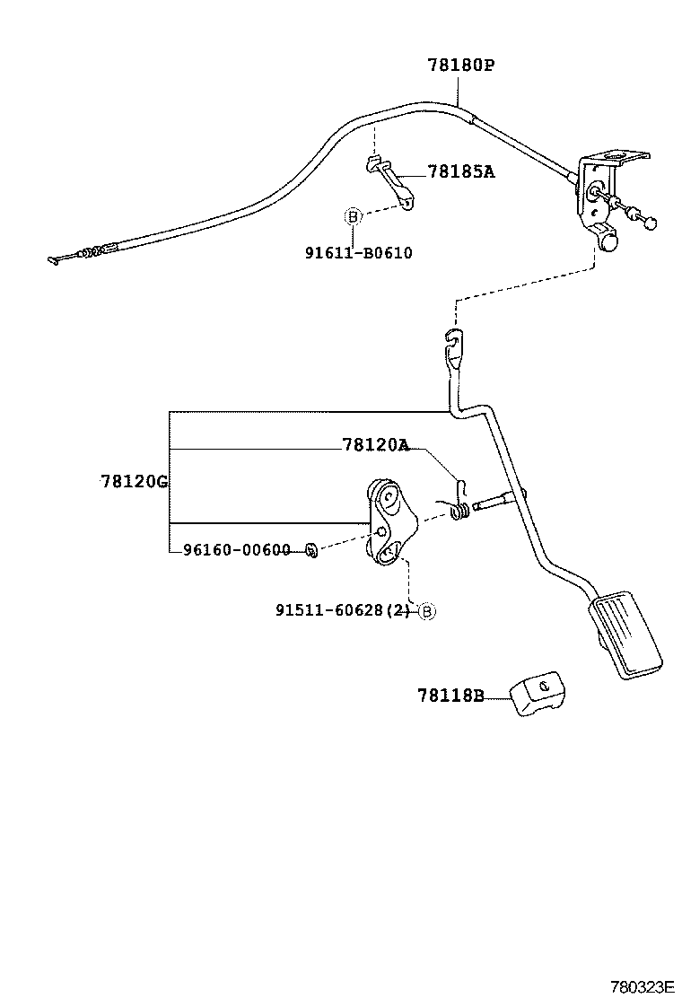 78150-60040 CABLE ASSY, ACCELERATOR CONTROL product image