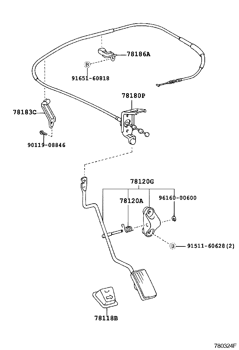 78150-60040 CABLE ASSY, ACCELERATOR CONTROL product image