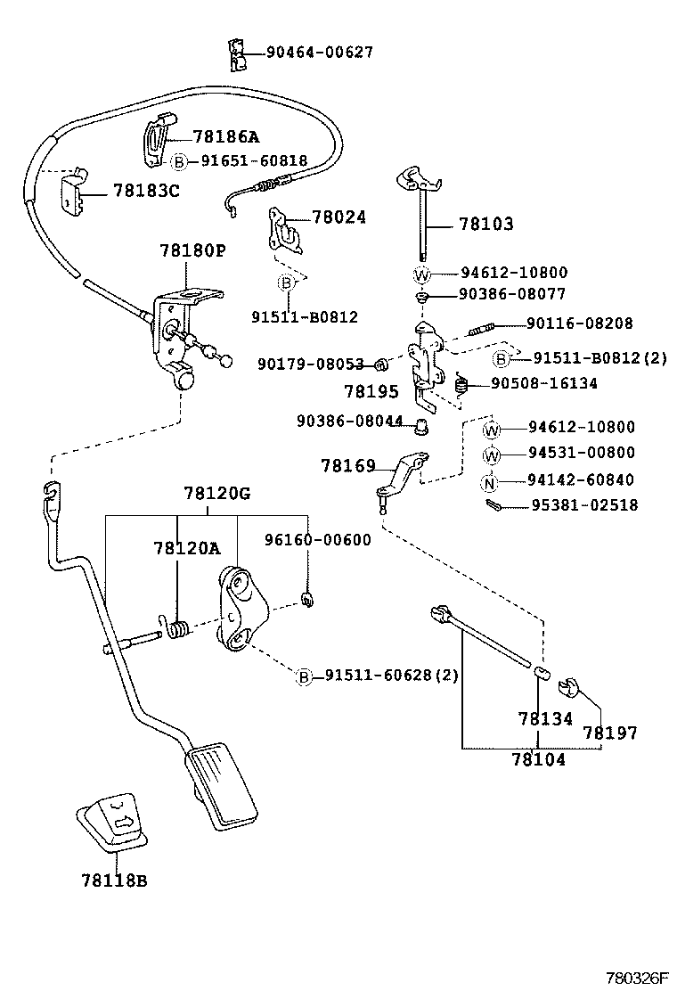 78150-60040 CABLE ASSY, ACCELERATOR CONTROL product image