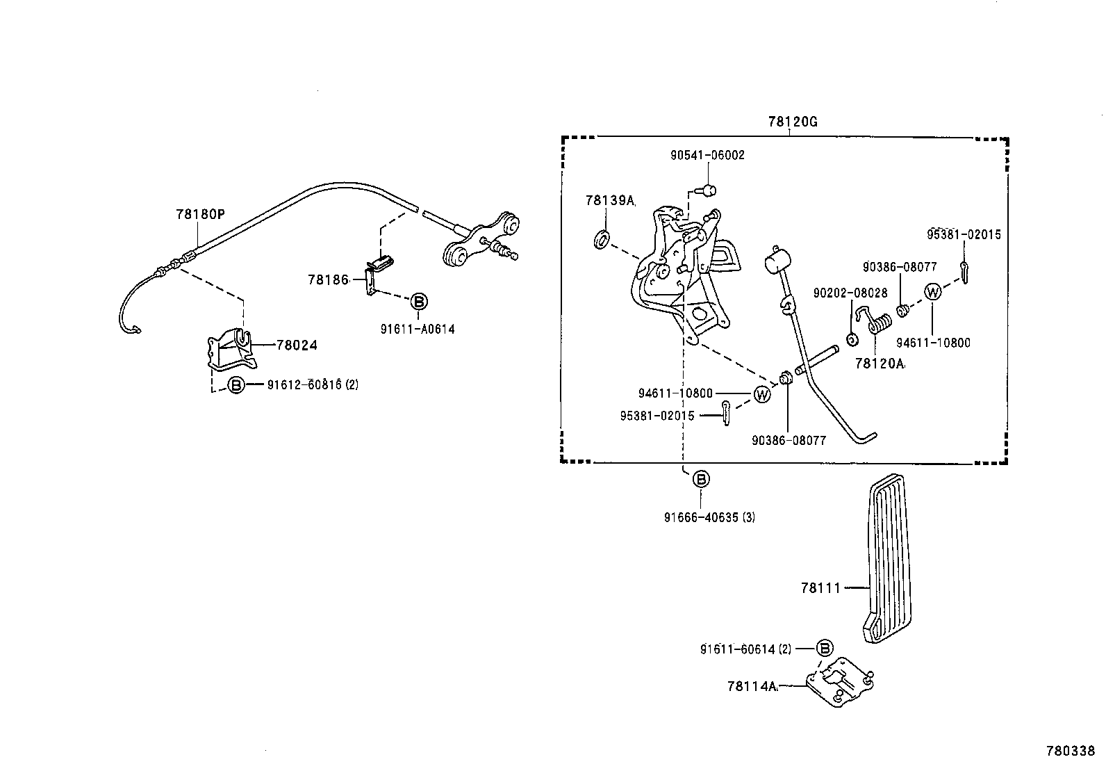 78024-30101 BRACKET SUB-ASSY, ACCELERATOR CONTROL CABLE product image