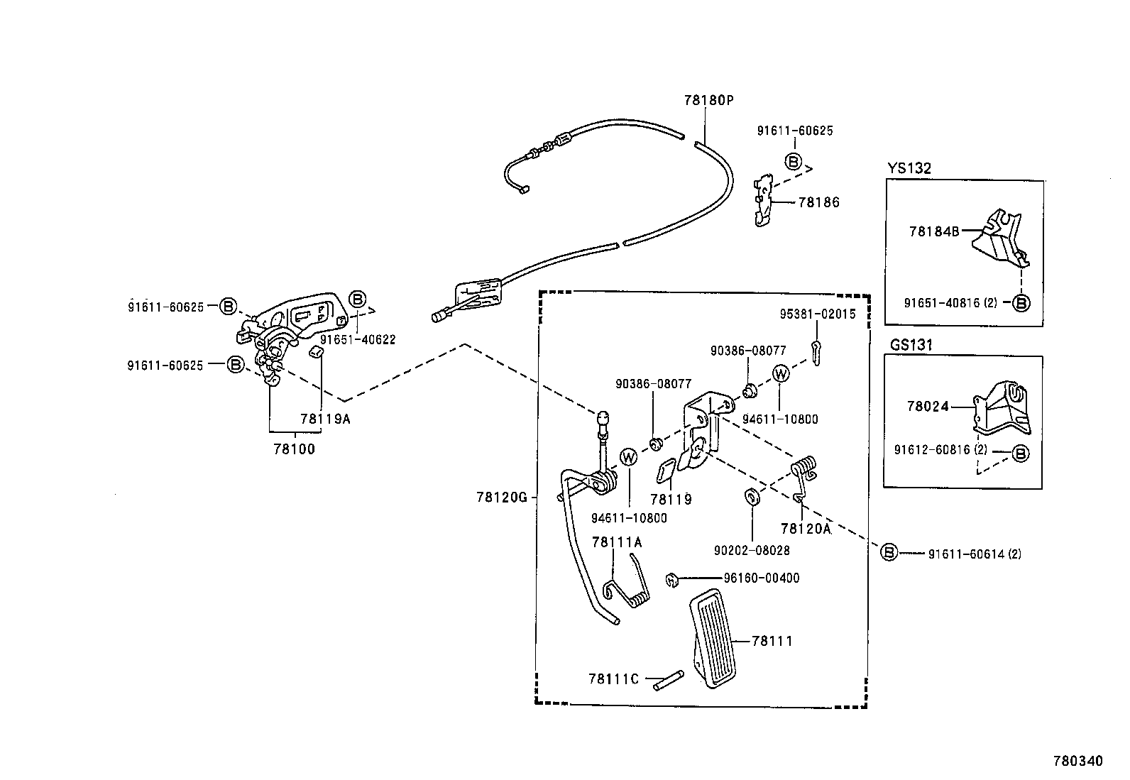 78024-30101 BRACKET SUB-ASSY, ACCELERATOR CONTROL CABLE product image
