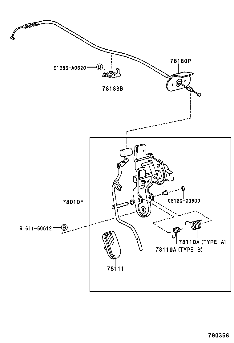 78180-21032 CABLE ASSY, ACCELERATOR CONTROL product image