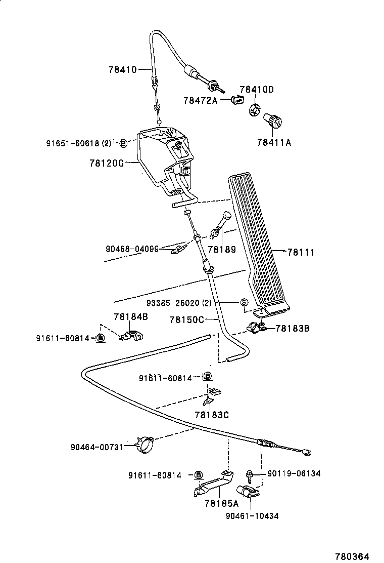 78183-37030 BRACKET, ACCELERATOR CONTROL CABLE product image