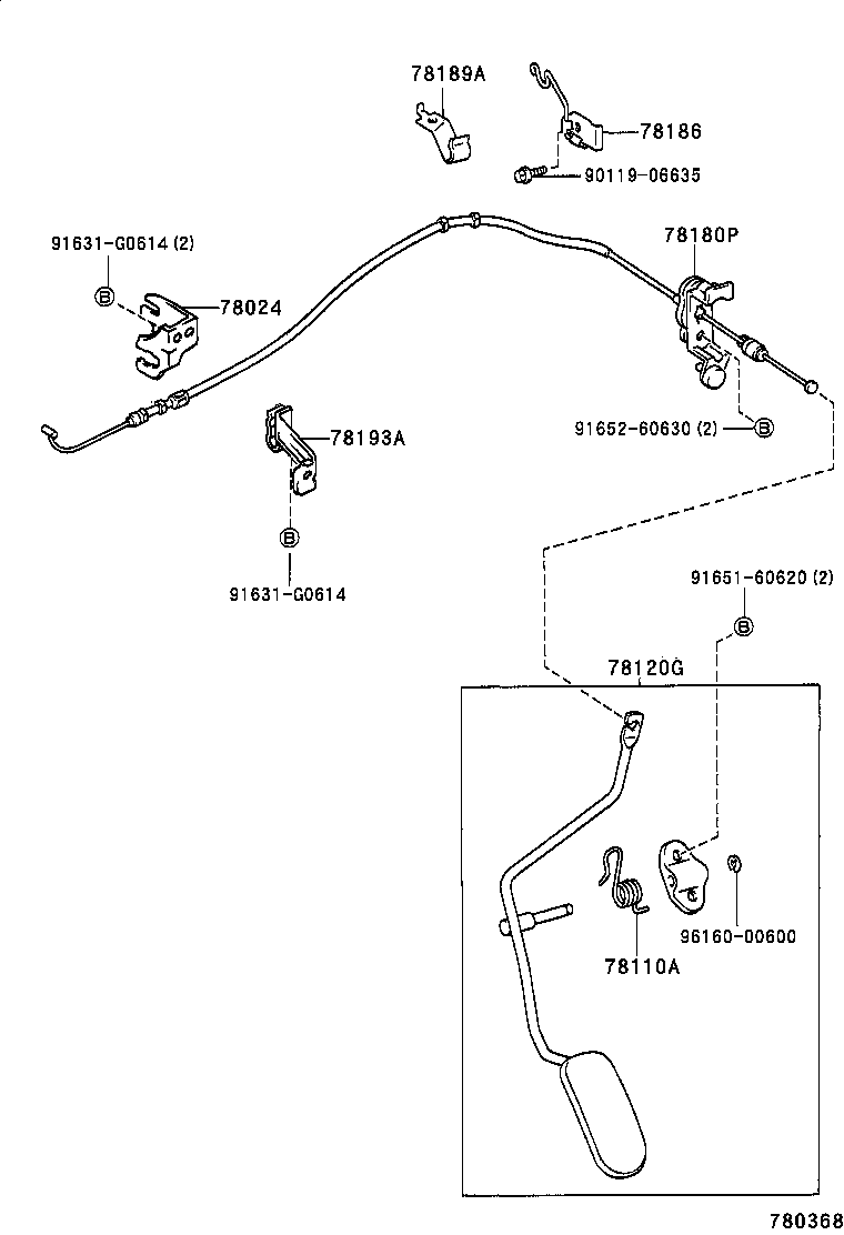 78193-88461 SUPPORT, ACCELERATOR CONTROL CABLE, NO.3 product image