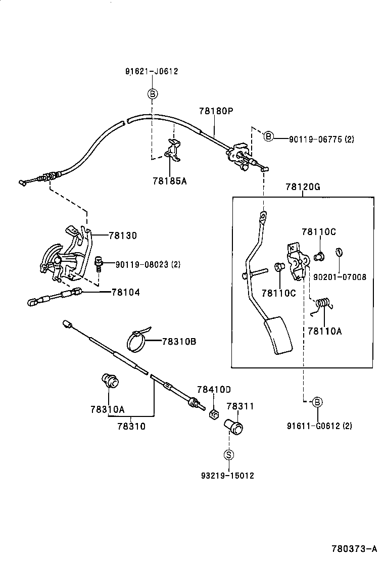 78185-35110 CLAMP, ACCELERATOR CONTROL CABLE, NO.2 product image