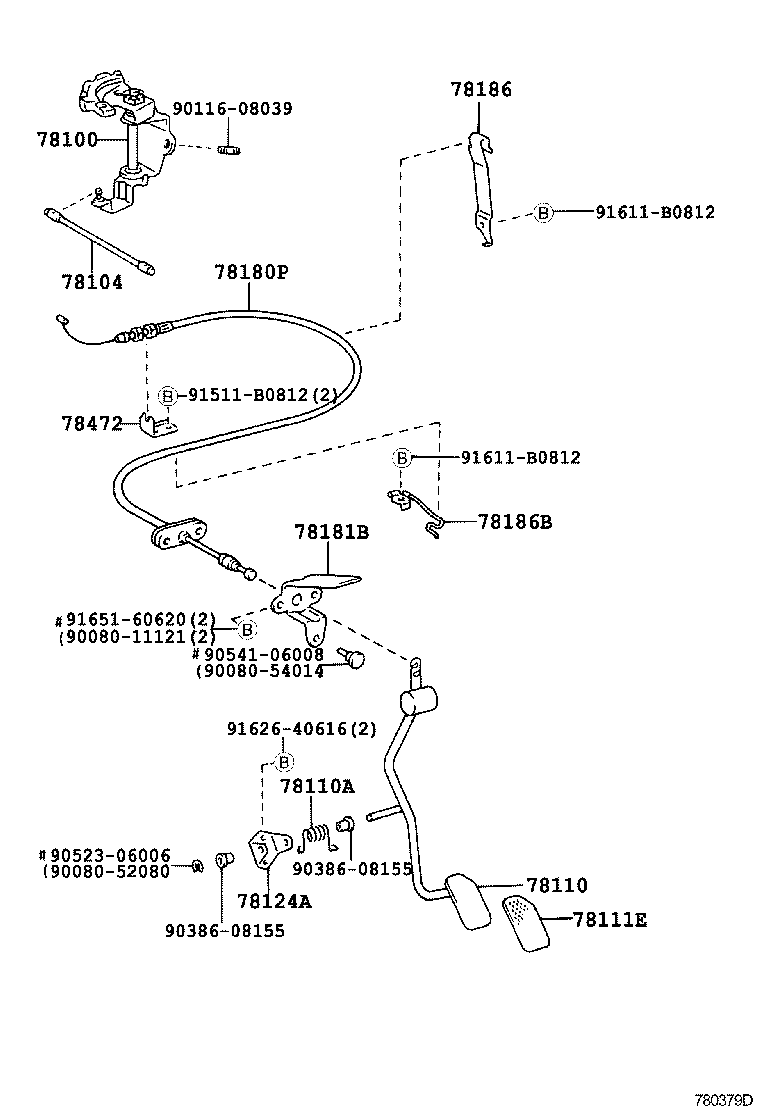 78124-0B010 BRACKET, ACCELERATOR PEDAL ROD product image