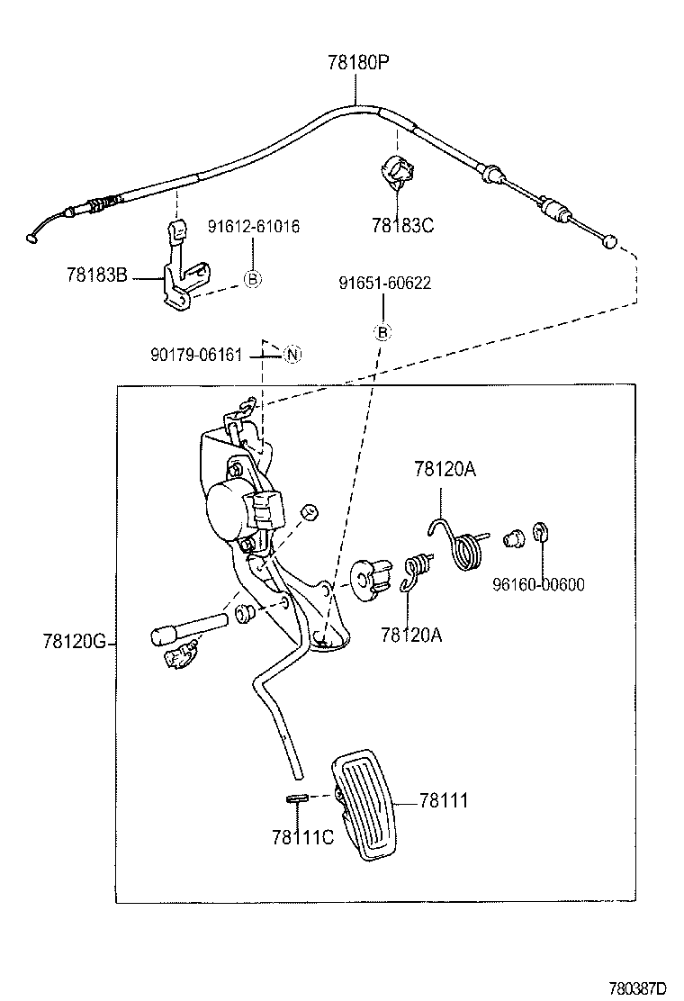 78180-28360 CABLE ASSY, ACCELERATOR CONTROL product image