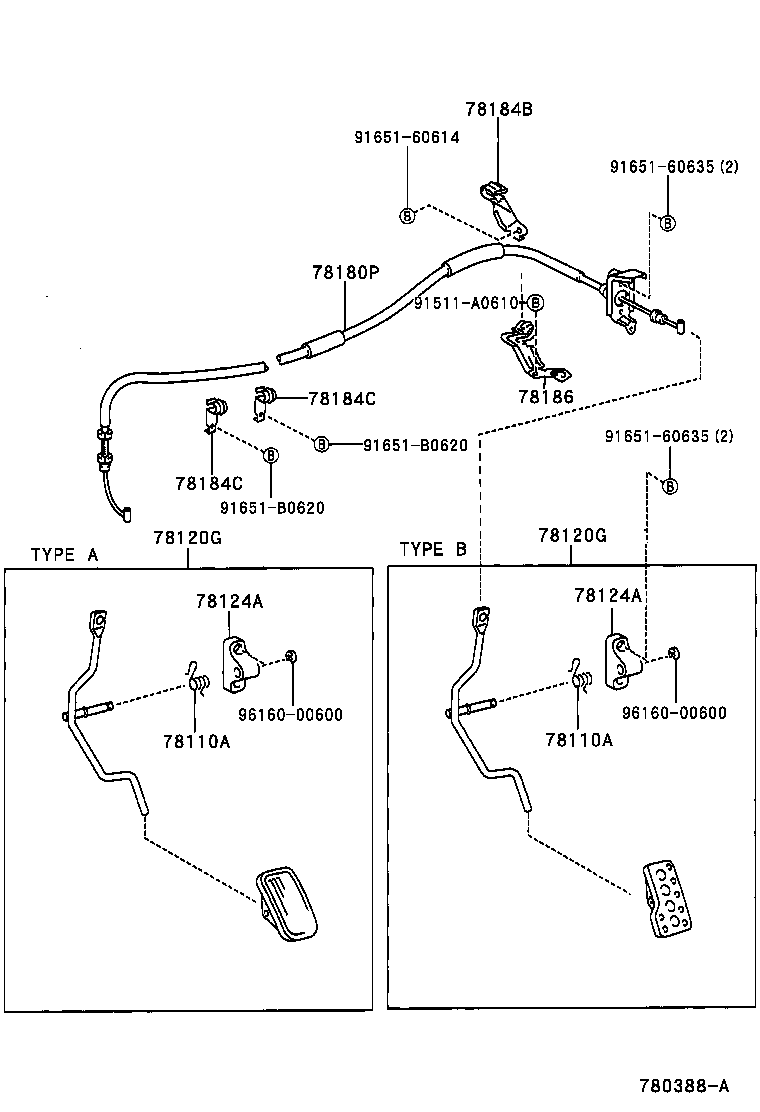 78184-53010 BRACKET, ACCELERATOR CONTROL CABLE product image