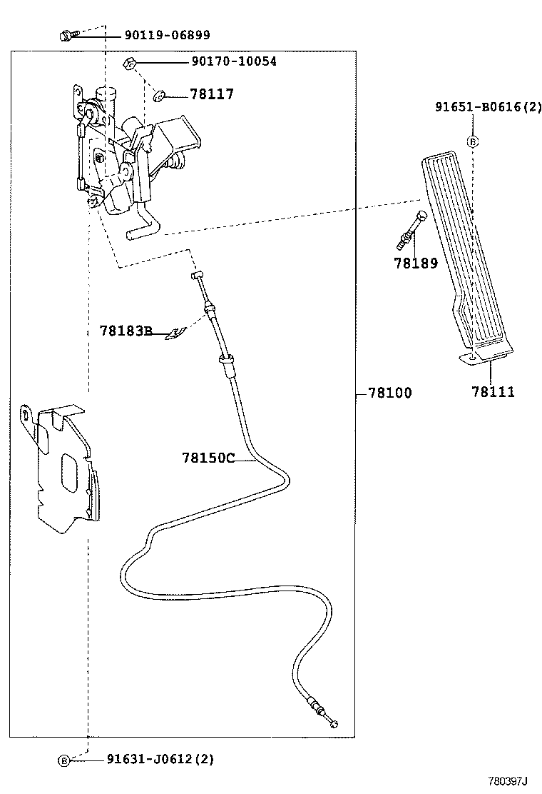 78150-37570 WIRE ASSY, ACCELERATOR FLEXIBLE product image