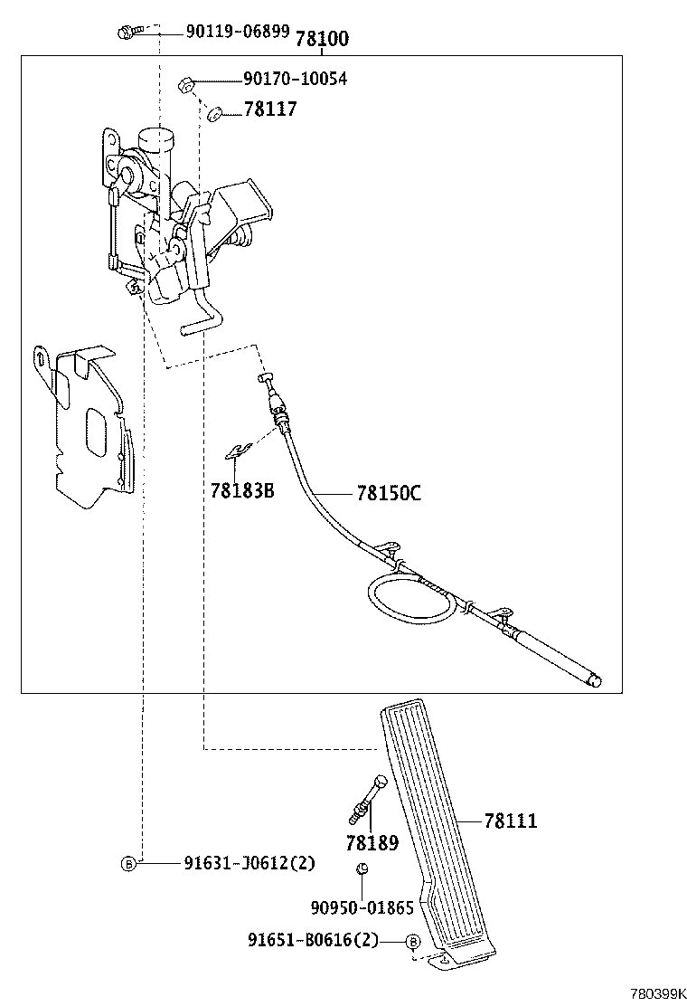 78184-37130 BRACKET, ACCELERATOR CONTROL CABLE product image