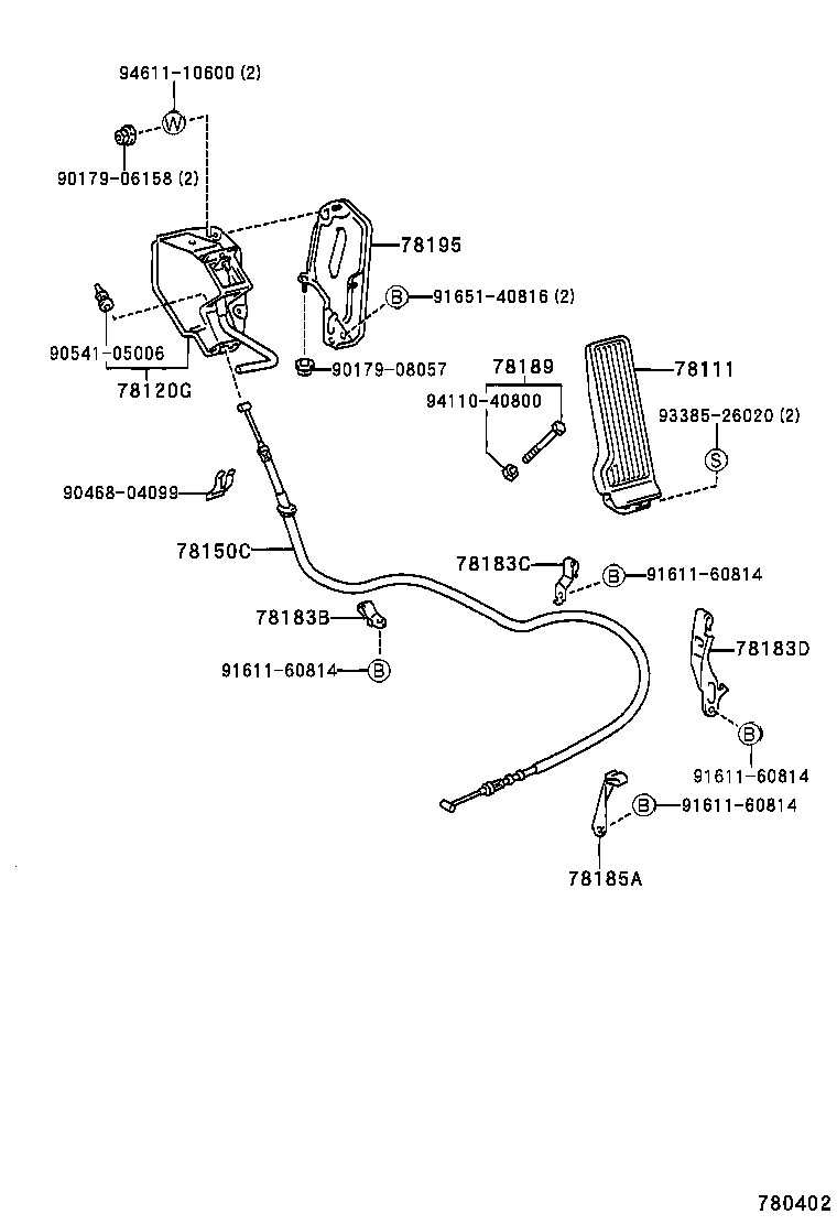 78183-37030 BRACKET, ACCELERATOR CONTROL CABLE product image