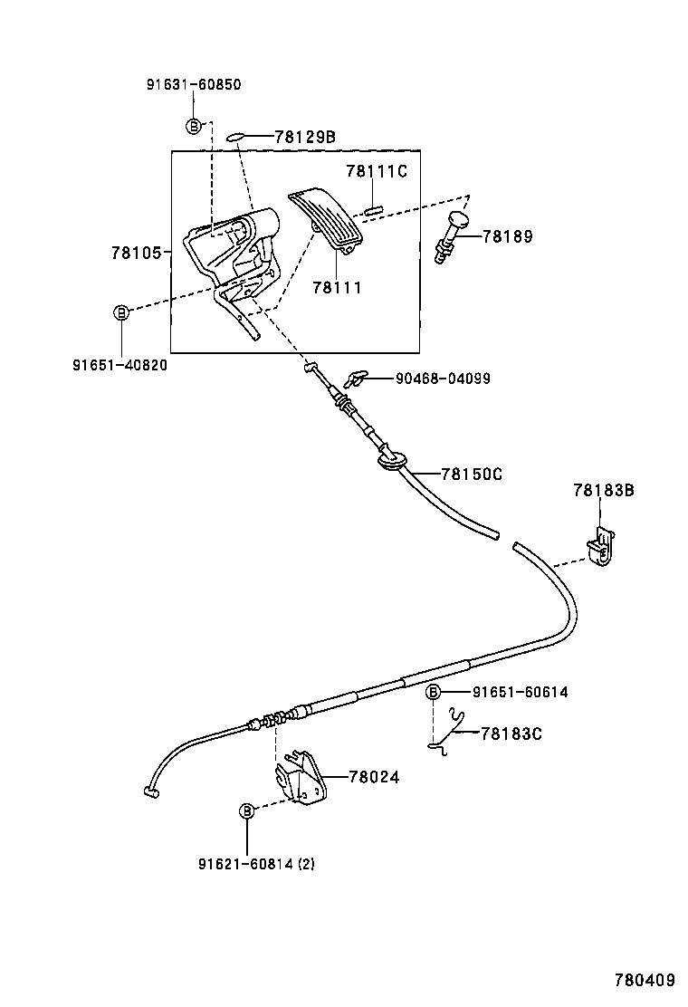 78183-27010 CLAMP, ACCELERATOR CONTROL CABLE product image
