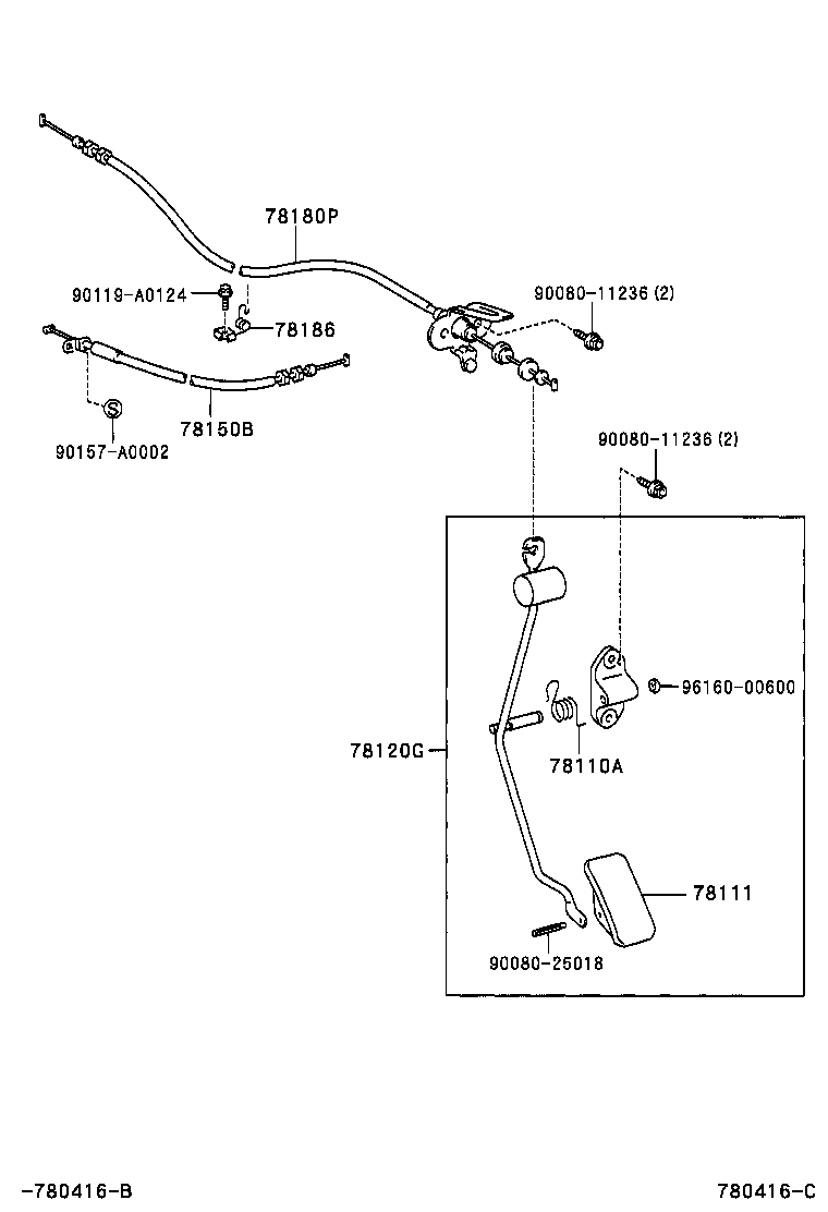 78150-07010 CABLE ASSY, ACCELERATOR AUTO DRIVE product image