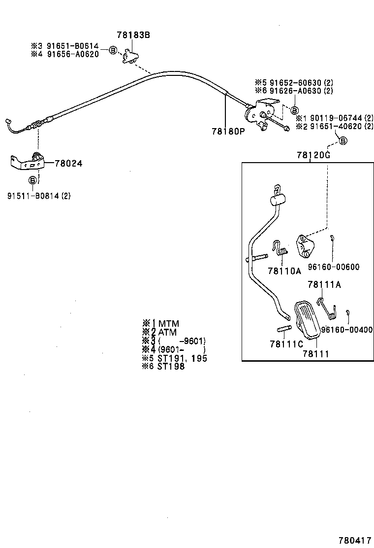 78180-21032 CABLE ASSY, ACCELERATOR CONTROL product image